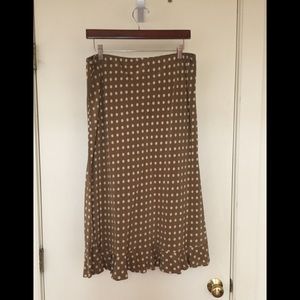 Lined polka dot midi silk skirt